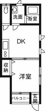 アンディーハウス宮子(1DK/1階)の間取り写真