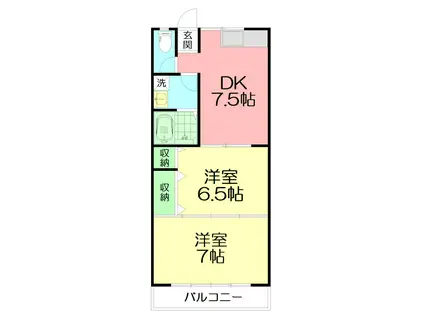 丸野興産ビル(1DK/2階)の間取り写真