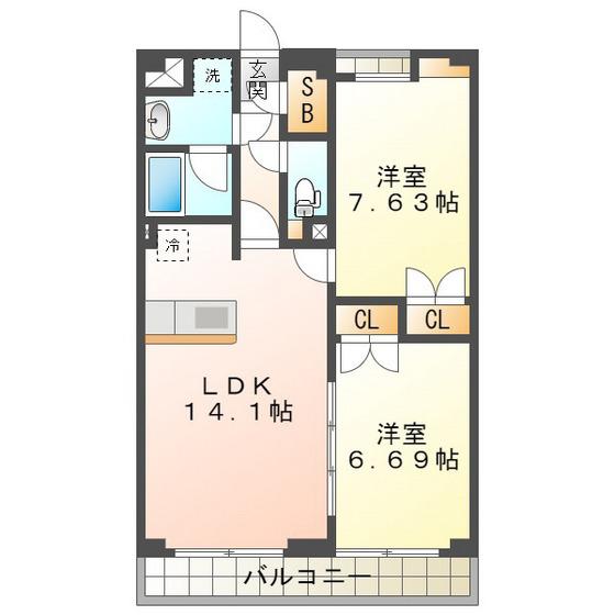 S-FORT四日市西新地(2LDK/10階)の間取り写真