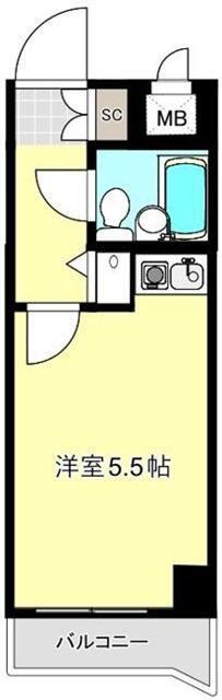 ライオンズプラザ海老名(ワンルーム/6階)の間取り写真