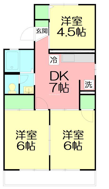 コーポ・ルミエール(3DK/1階)の間取り写真