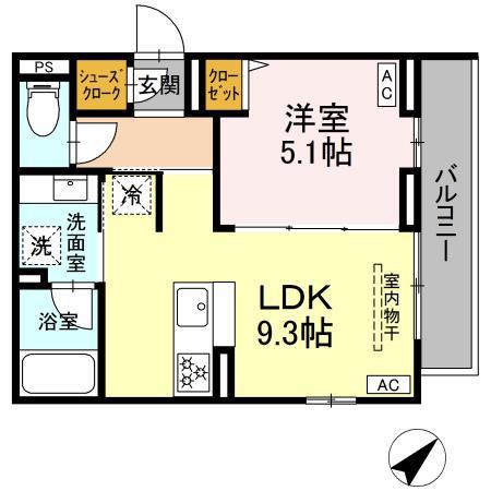 ジェルベーラ東柏ヶ谷(1LDK/3階)の間取り写真
