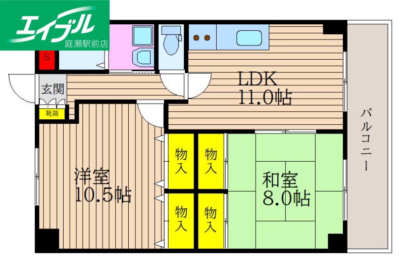 プレジデント高柳(2LDK/6階)の間取り写真