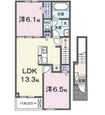 メゾン・ド・レコルト(2LDK/2階)の間取り写真