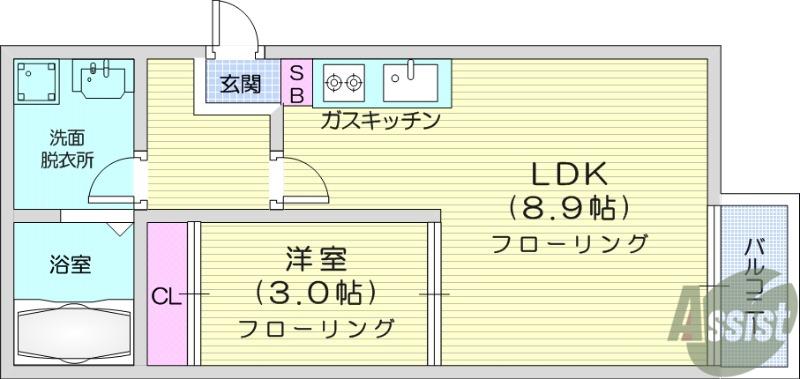 REGALEST保春院(1LDK/1階)の間取り写真