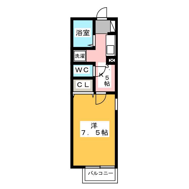 クレール竹原(1K/2階)の間取り写真