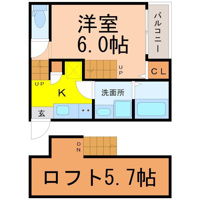 BIBANZ I(1SK/1階)の間取り写真