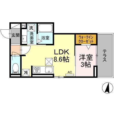ベンティ 明治(1LDK/1階)の間取り写真