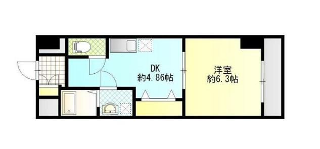 IMASAMORUGEN壱番館(1DK/8階)の間取り写真