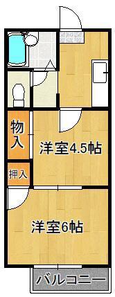 クレール大蔵I・II(2K/2階)の間取り写真