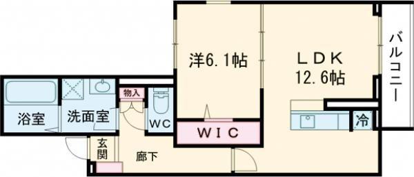 ELGRAND上津(1LDK/3階)の間取り写真