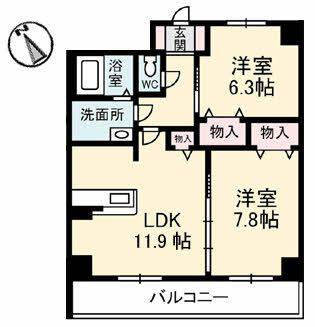 ヴィラシーンABE(2LDK/4階)の間取り写真
