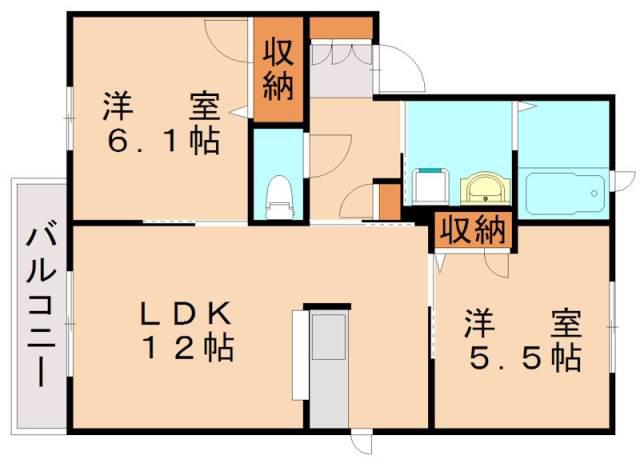 カトレア須恵(2LDK/1階)の間取り写真