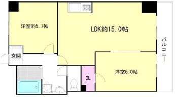 ソレイユ山本(2LDK/4階)の間取り写真
