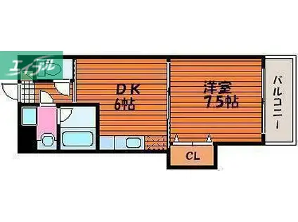 ピュアベルデ医大南(1DK/4階)の間取り写真