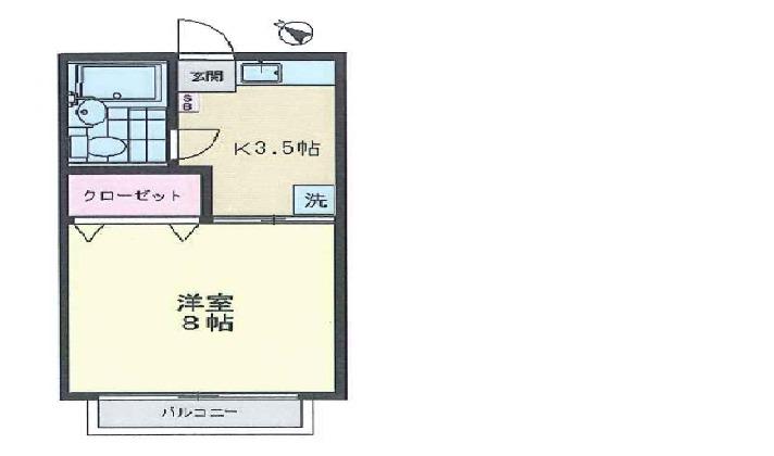 グリーンハイム烏山(1K/1階)の間取り写真