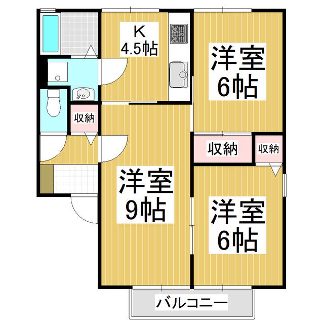 ボンビラス・HOSONO B(3K/1階)の間取り写真
