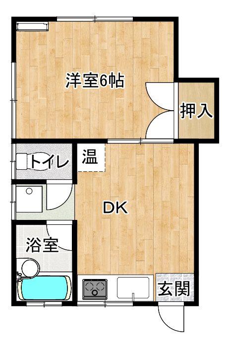 清水ハイツC(1DK/1階)の間取り写真