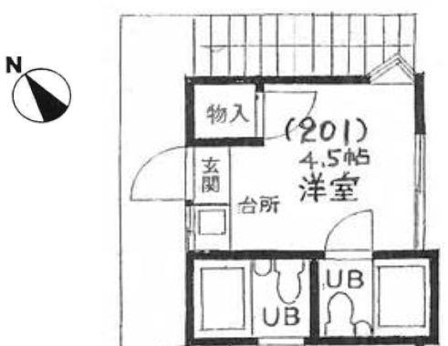 ビレッヂ坂上(ワンルーム/2階)の間取り写真