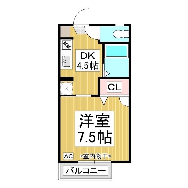 フレグランスしんC(1DK/1階)の間取り写真