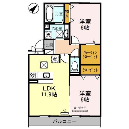 セジュールクオン(2LDK/1階)の間取り写真