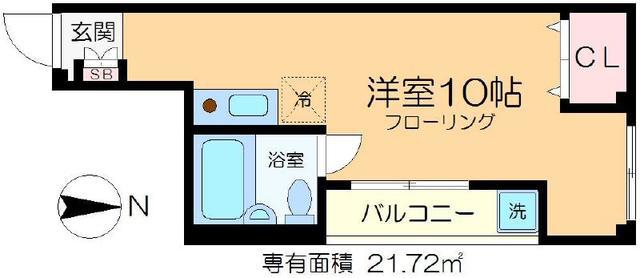 フォレスト・イン(ワンルーム/1階)の間取り写真