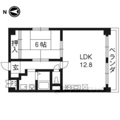 ウィンドベル四条大宮(1LDK/2階)の間取り写真