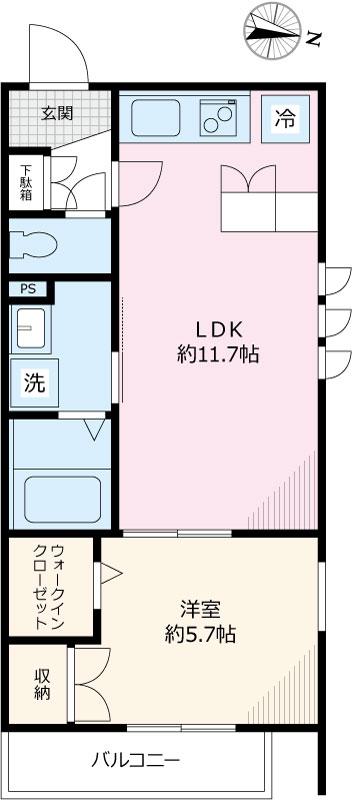 ライトビレッジ(1LDK/3階)の間取り写真