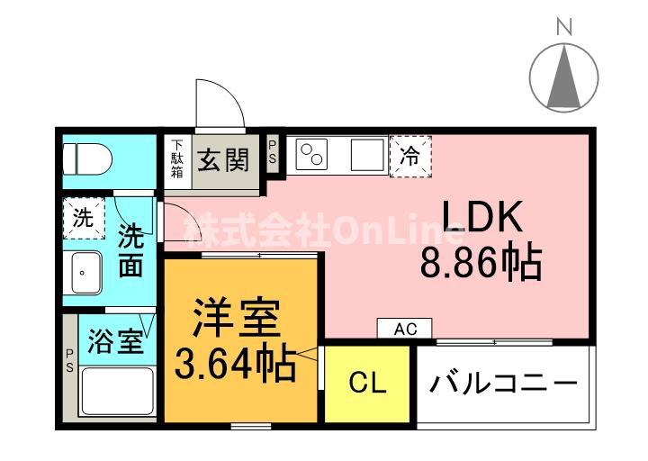 FSTYLE八尾北久宝寺(1LDK/1階)の間取り写真
