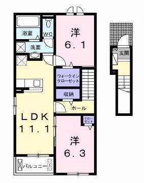 カーサ ヴィオーラ II(2LDK/2階)の間取り写真