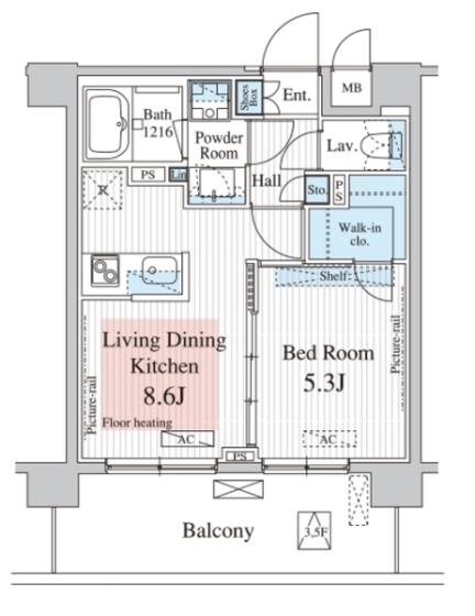 MIA CASA II(1LDK/3階)の間取り写真