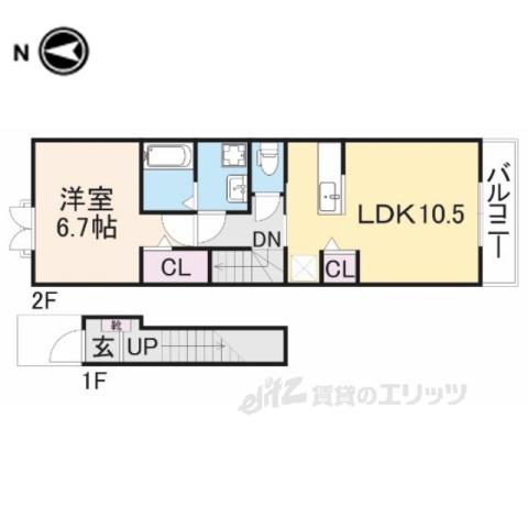 イル ディーヴォⅠ(1LDK/2階)の間取り写真