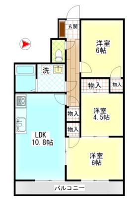 ネクスト倉田 西館(3LDK/6階)の間取り写真