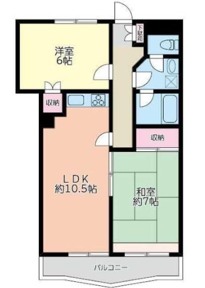 カーザモンターニャ(2LDK/4階)の間取り写真