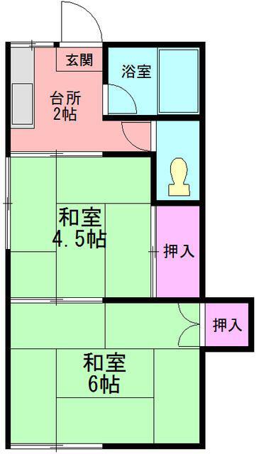 みどり荘(2K/1階)の間取り写真