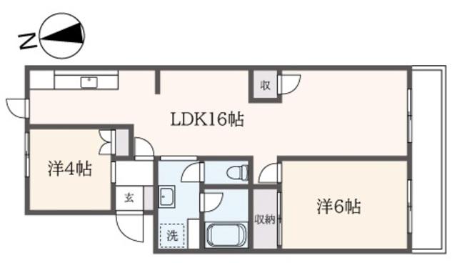 FONTAINE稲田堤(2LDK/1階)の間取り写真