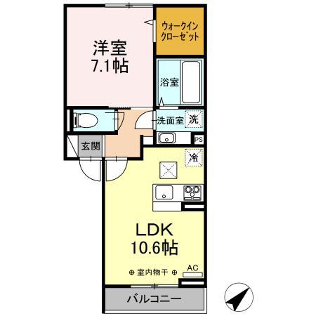 トリア テュラー(1LDK/1階)の間取り写真
