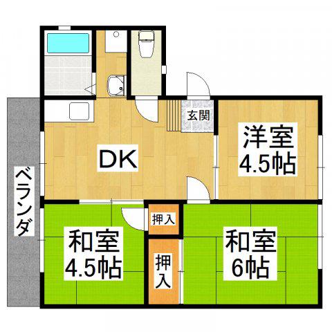 サンシティ深井A棟(3DK/1階)の間取り写真