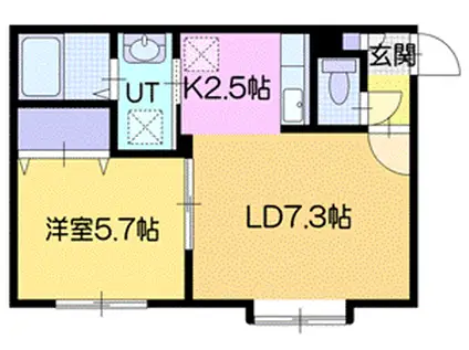 アメニティ千歳北栄(1LDK/2階)の間取り写真