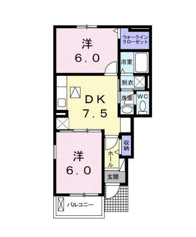 サンフラワー B(2DK/1階)の間取り写真