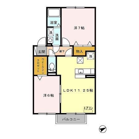 ヴェルドミール(2LDK/1階)の間取り写真