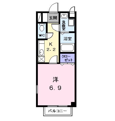 ヴィラジュ・フォンⅡ(1K/2階)の間取り写真