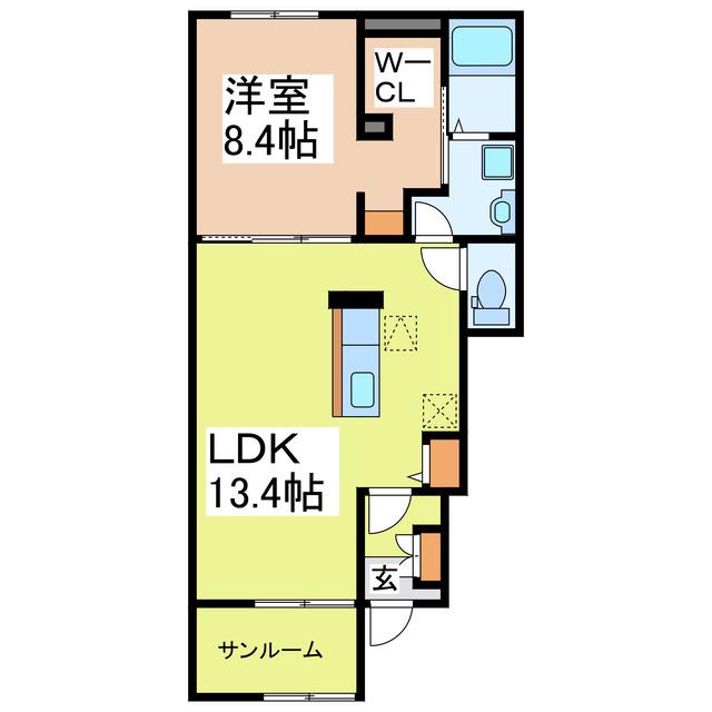 イーストワンハルズ(1LDK/1階)の間取り写真