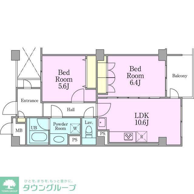 カスタネア栗平3番館(2LDK/6階)の間取り写真