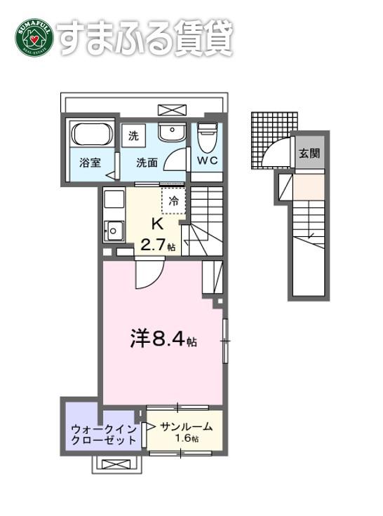 ベルソレイユ青木(1K/2階)の間取り写真