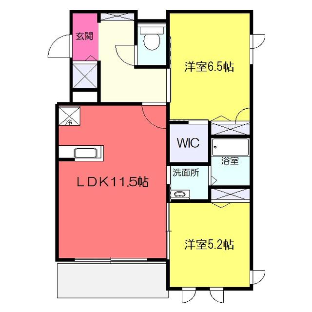 アルベージュ(2LDK/1階)の間取り写真