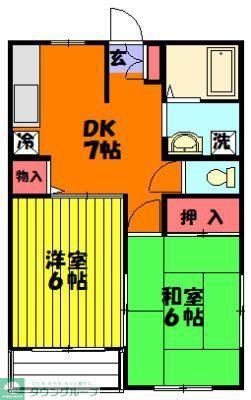 エクセラン(2DK/1階)の間取り写真