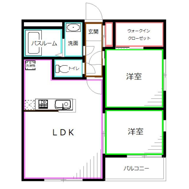 ロータス阿佐ヶ谷(2LDK/4階)の間取り写真