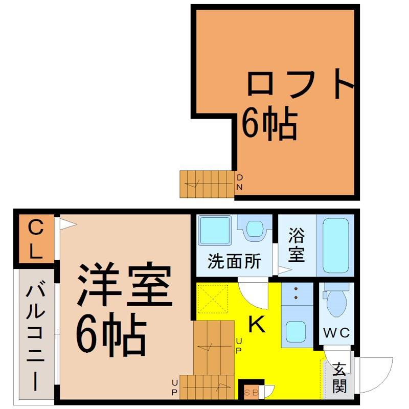 PROPSII(1K/2階)の間取り写真