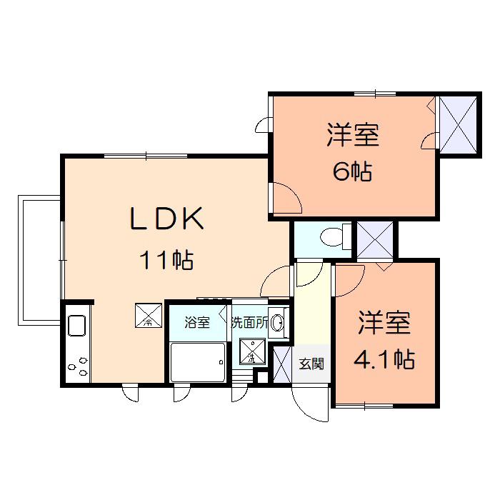 ディア コート(2LDK/1階)の間取り写真